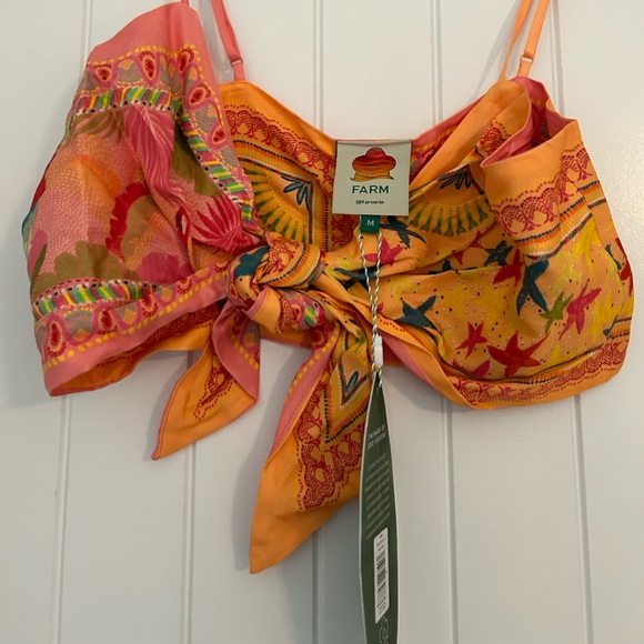 NWT FARM rio Mixed Scarves Bandanna Top Size Medium - Picture 5 of 10